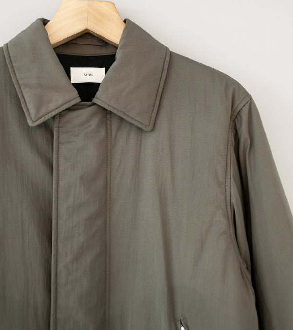 Aton 'Wool Padded Harrington Jacket' (Khaki Matt Airy Nylon)