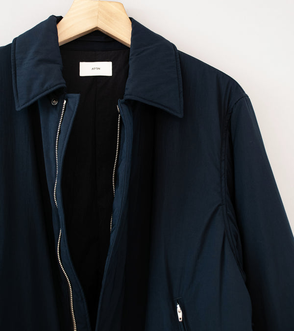 Aton 'Wool Padded Harrington Jacket' (Navy Matt Airy Nylon)