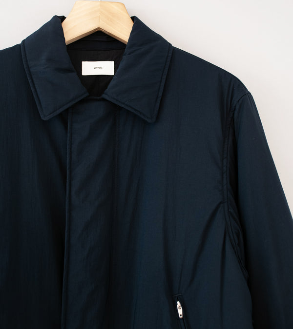 Aton 'Wool Padded Harrington Jacket' (Navy Matt Airy Nylon)