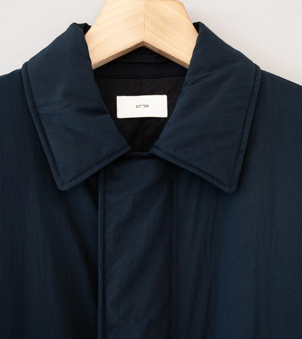 Aton 'Wool Padded Harrington Jacket' (Navy Matt Airy Nylon)