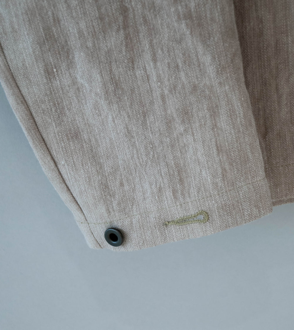 Evan Kinori 'Field Shirt' (Dark Beige Cold Dye Linen Cotton Herringbone)