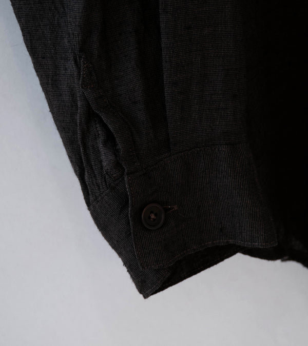 Evan Kinori 'Big Shirt' (Brown Navy Linen Cotton Summercloth)
