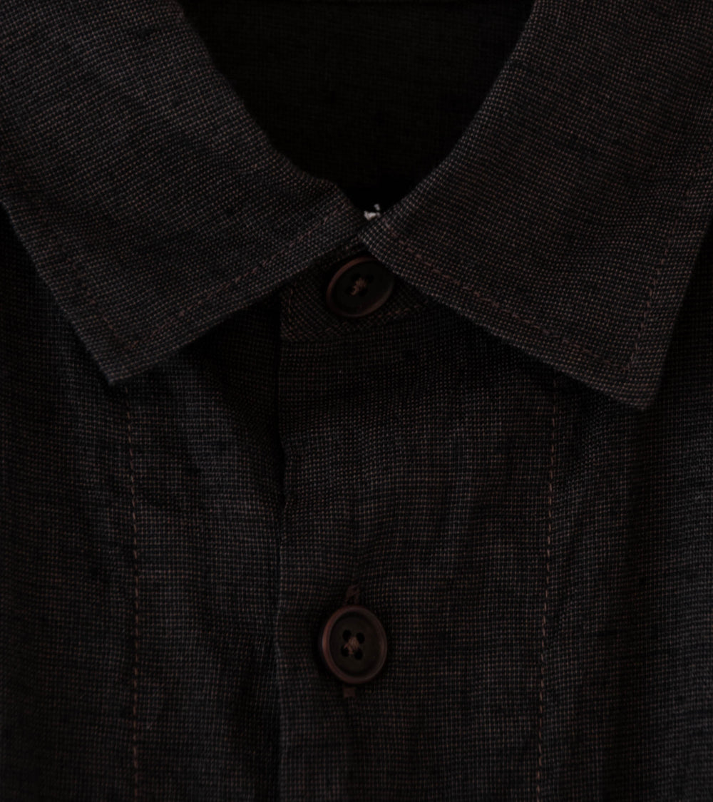 Evan Kinori 'Big Shirt' (Brown Navy Linen Cotton Summercloth)