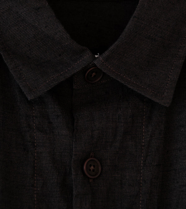 Evan Kinori 'Big Shirt' (Brown Navy Linen Cotton Summercloth)