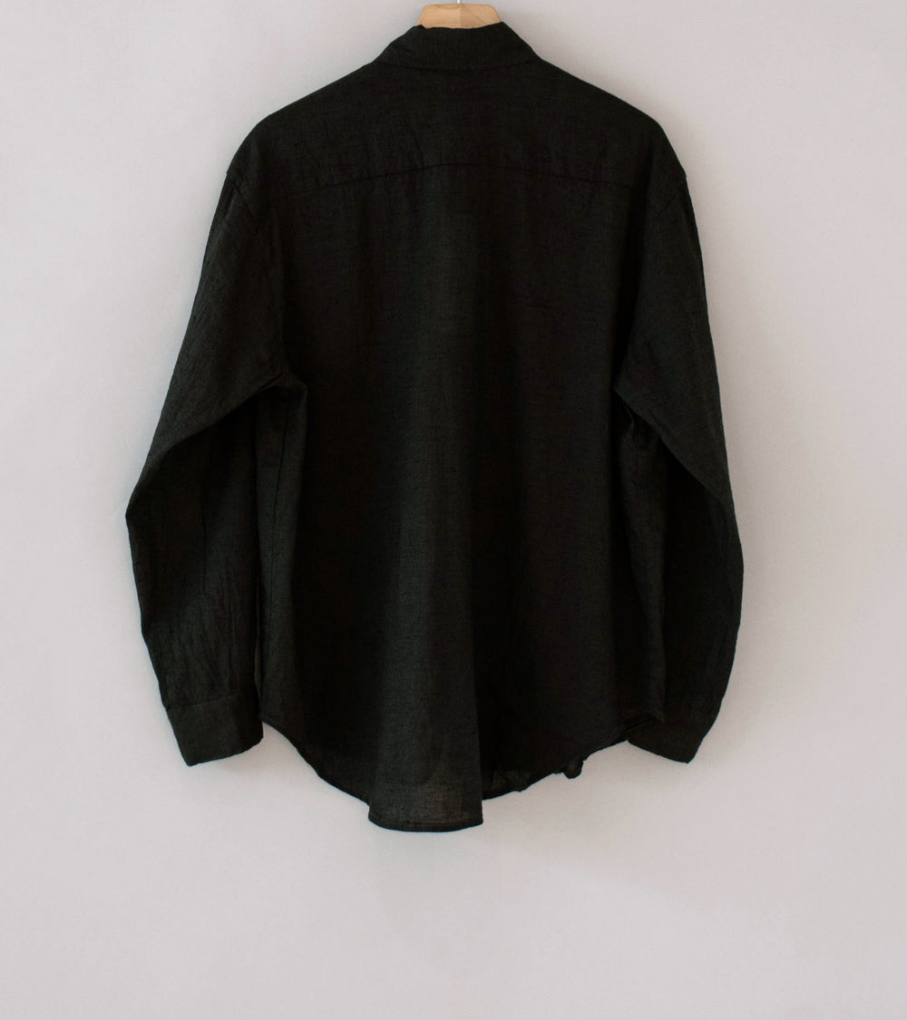 Evan Kinori 'Big Shirt' (Brown Navy Linen Cotton Summercloth)