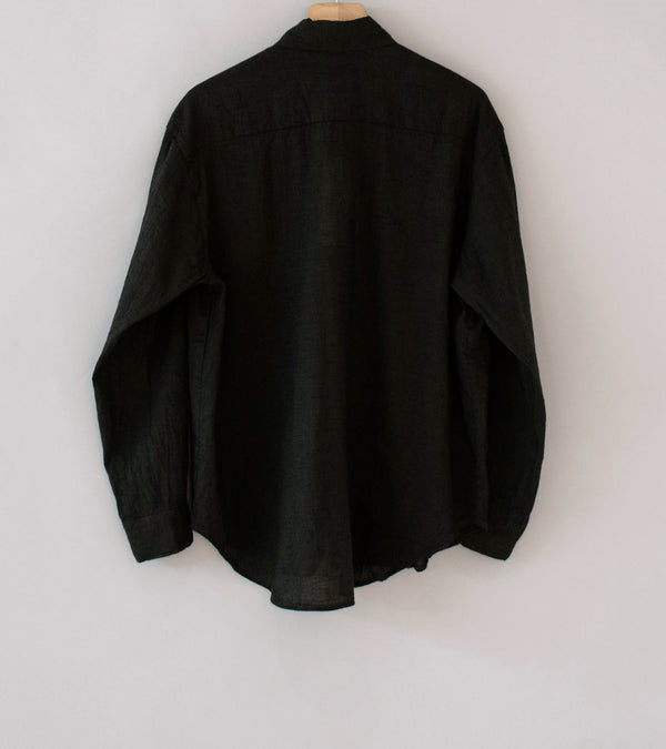 Evan Kinori 'Big Shirt' (Brown Navy Linen Cotton Summercloth)