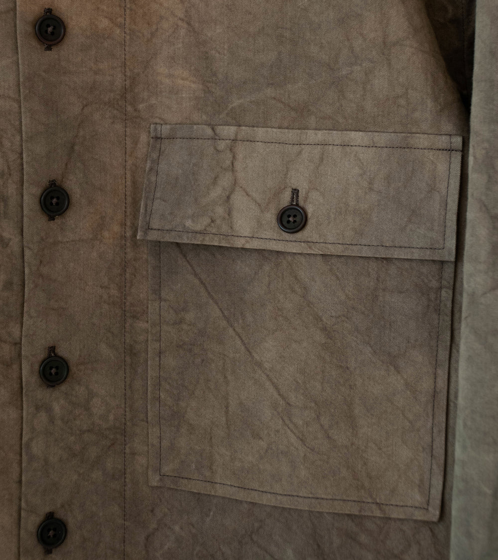Evan Kinori 'Big Shirt' (Brown Persimmon Iron Dye Natural Dye Twill)
