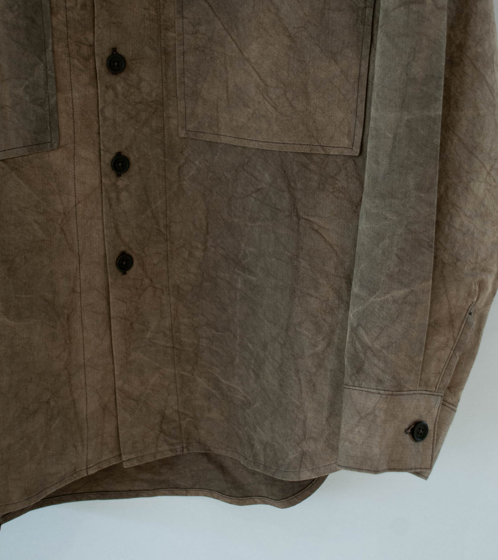 Evan Kinori 'Big Shirt' (Brown Persimmon Iron Dye Natural Dye Twill)