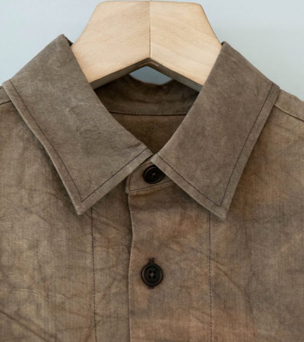 Evan Kinori 'Big Shirt' (Brown Persimmon Iron Dye Natural Dye Twill)