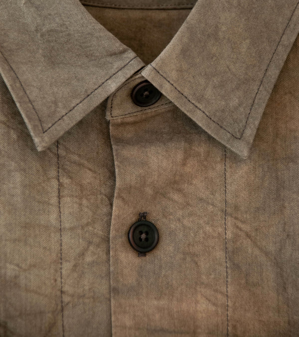 Evan Kinori 'Big Shirt' (Brown Persimmon Iron Dye Natural Dye Twill)