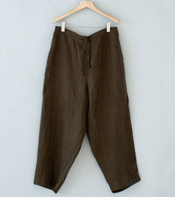 Evan Kinori 'Drawstring Pant' (Dark Olive Sumi Ink Hemp Twill)