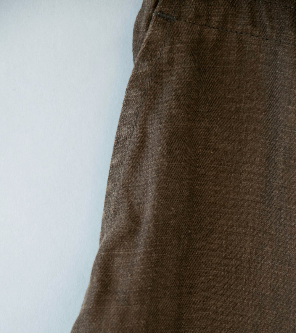 Evan Kinori 'Drawstring Pant' (Dark Olive Sumi Ink Hemp Twill)