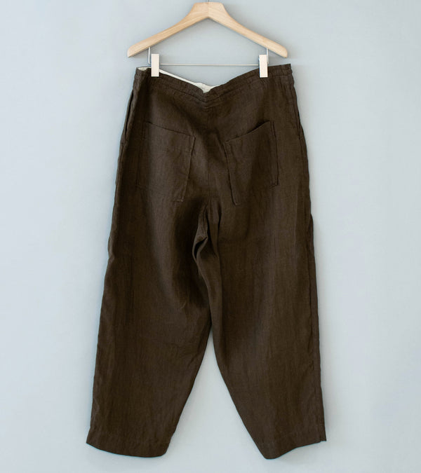 Evan Kinori 'Drawstring Pant' (Dark Olive Sumi Ink Hemp Twill)