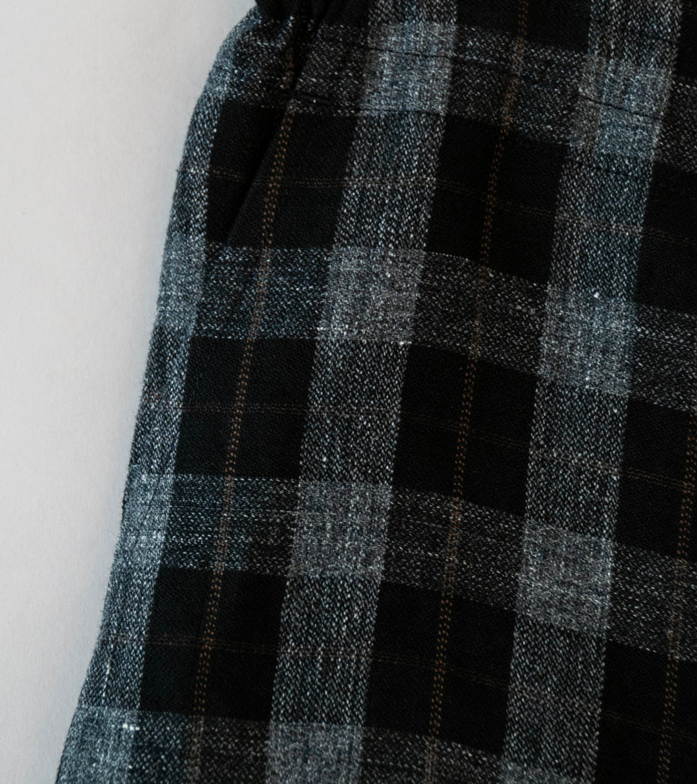 Evan Kinori 'Drawstring Pant' (Charcoal Brown Black Yarn Dye Linen Check)