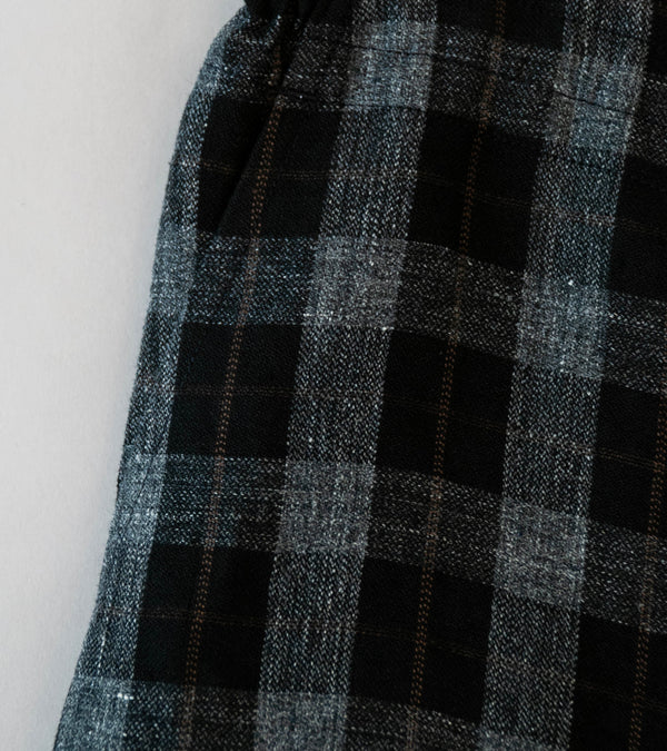 Evan Kinori 'Drawstring Pant' (Charcoal Brown Black Yarn Dye Linen Check)