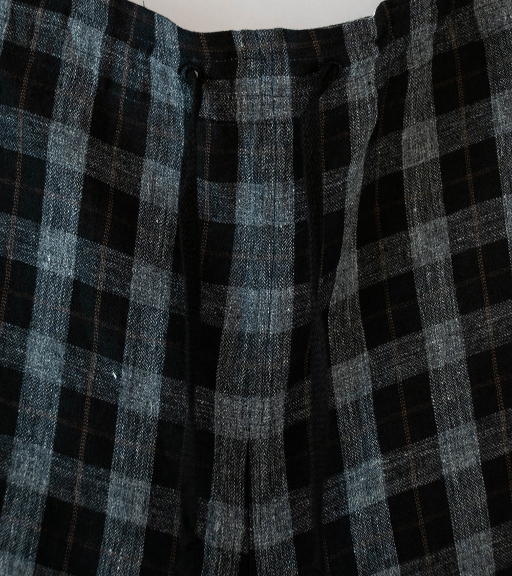 Evan Kinori 'Drawstring Pant' (Charcoal Brown Black Yarn Dye Linen Check)