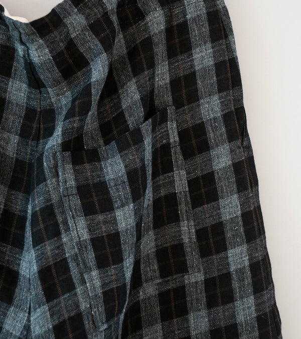 Evan Kinori 'Drawstring Pant' (Charcoal Brown Black Yarn Dye Linen Check)