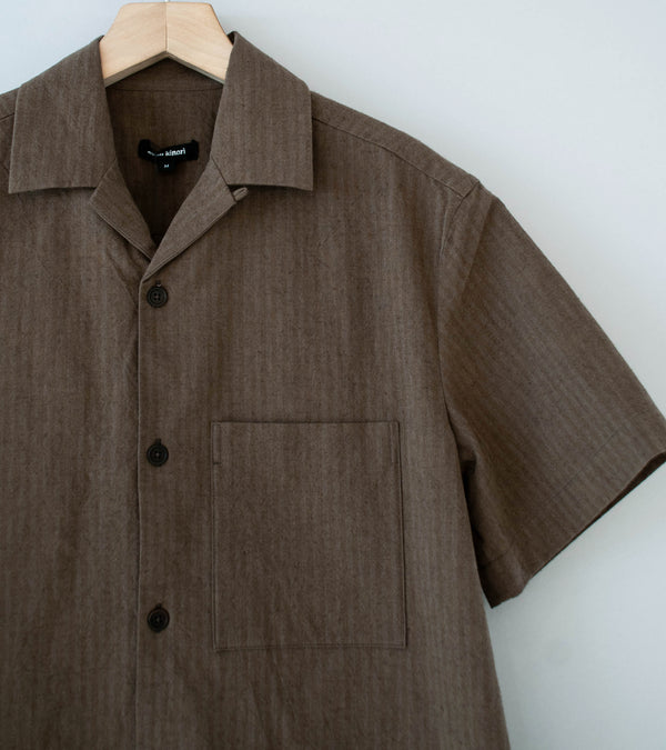 Evan Kinori 'Short Sleeve Shirt' (Charcoal Dark Olive Hemp Cotton