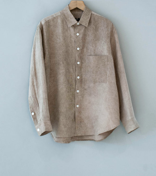 Evan Kinori 'Big Shirt Two' (Dark Beige Cold Dyed Hemp)