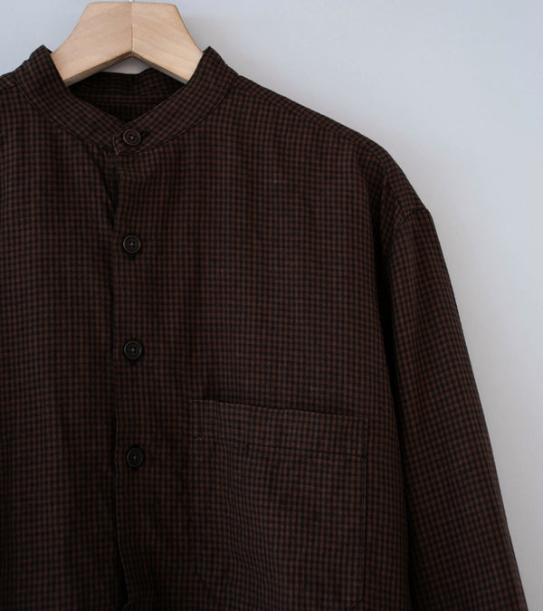 Evan Kinori 'Popover Shirt' (Brown Black Logwood Overdyed Linen Check)