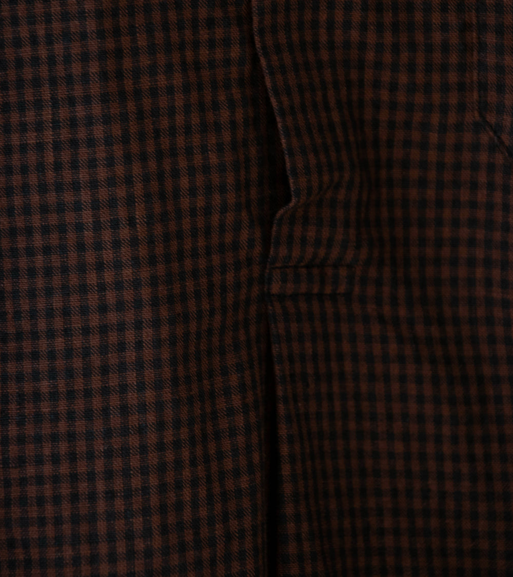 Evan Kinori 'Popover Shirt' (Brown Black Logwood Overdyed Linen Check)