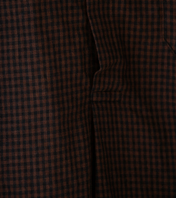 Evan Kinori 'Popover Shirt' (Brown Black Logwood Overdyed Linen Check)