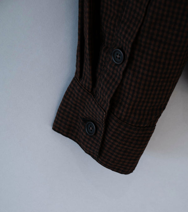 Evan Kinori 'Popover Shirt' (Brown Black Logwood Overdyed Linen Check)