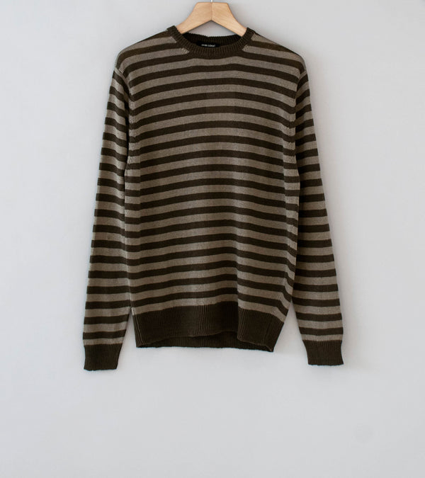 Evan Kinori 'Thin Stripe Sweater' (Brown Taupe Linen)
