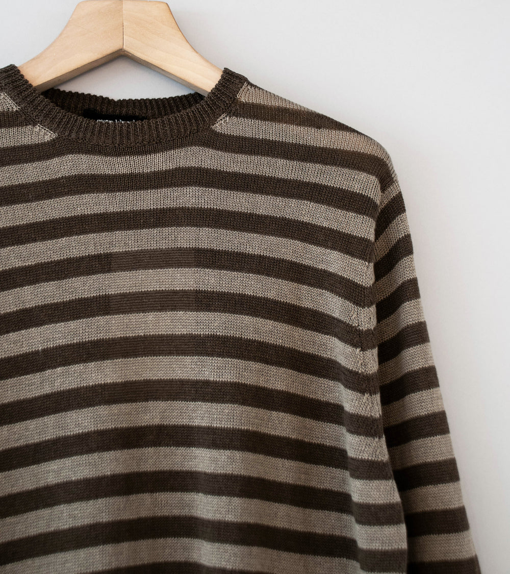 Evan Kinori 'Thin Stripe Sweater' (Brown Taupe Linen)