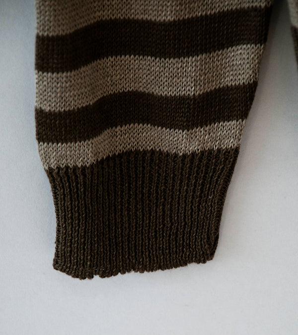 Evan Kinori 'Thin Stripe Sweater' (Brown Taupe Linen)