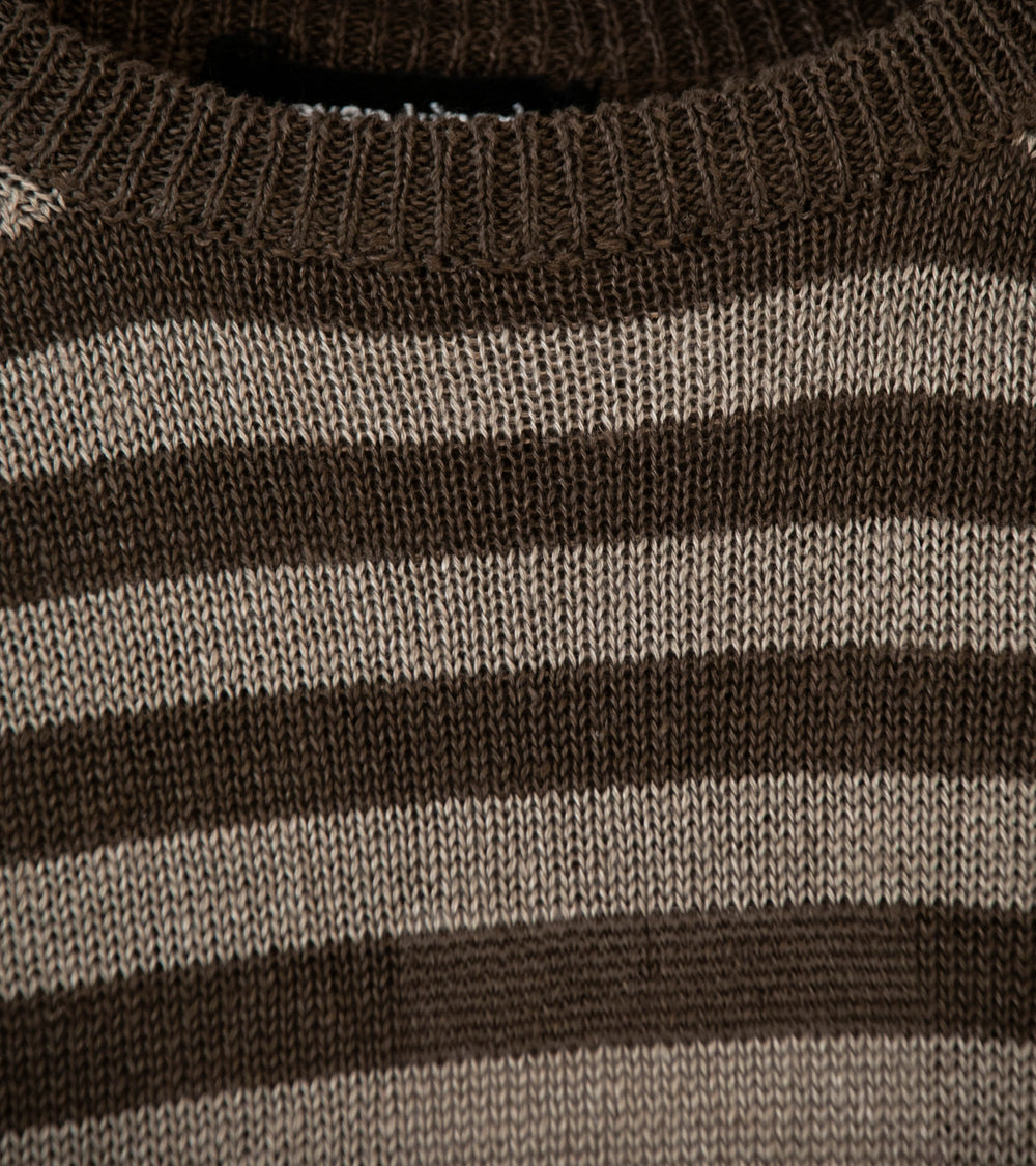 Evan Kinori 'Thin Stripe Sweater' (Brown Taupe Linen)