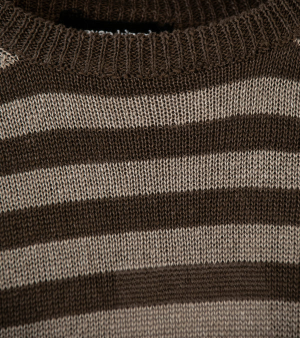 Evan Kinori 'Thin Stripe Sweater' (Brown Taupe Linen)