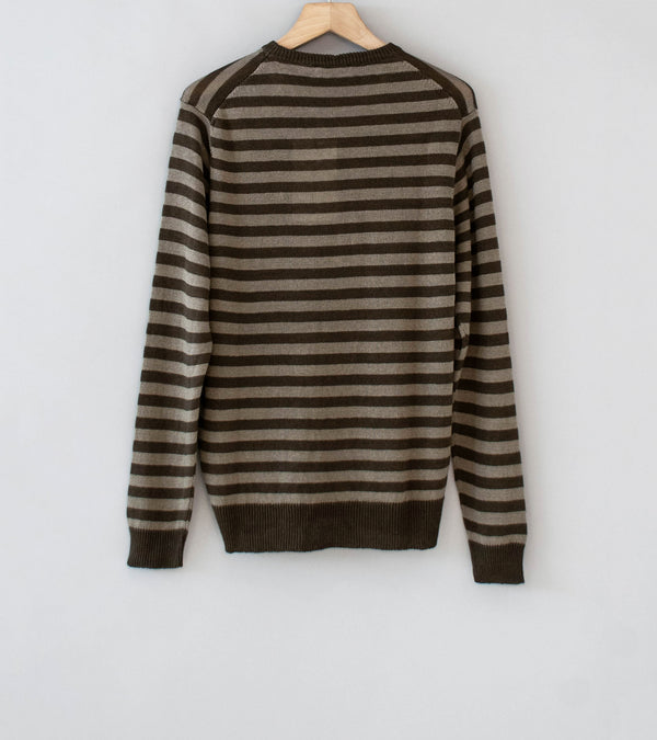 Evan Kinori 'Thin Stripe Sweater' (Brown Taupe Linen)