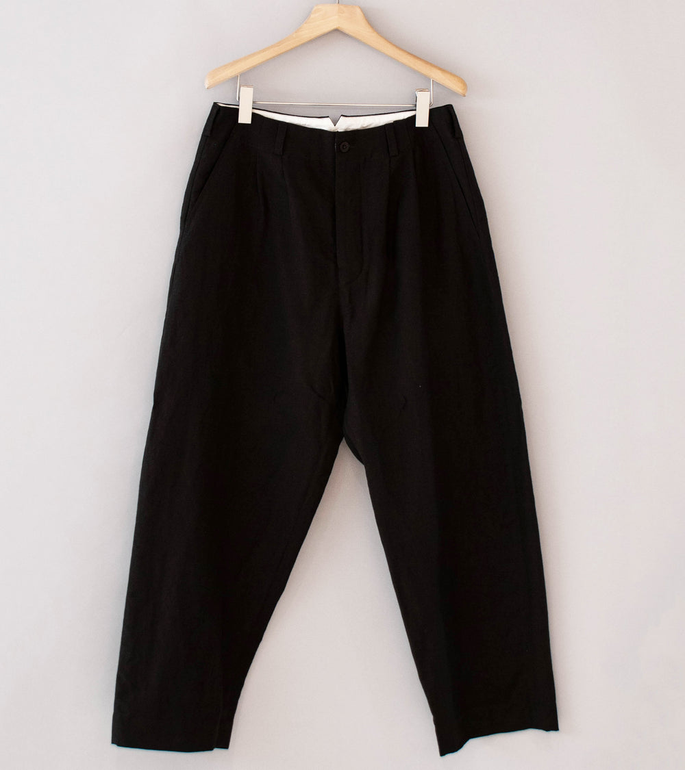 Evan Kinori 'Two Pleat Pant' (Dark Brown Wool Linen Canvas)