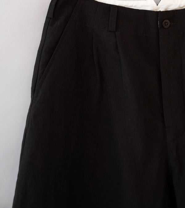 Evan Kinori 'Two Pleat Pant' (Dark Brown Wool Linen Canvas)