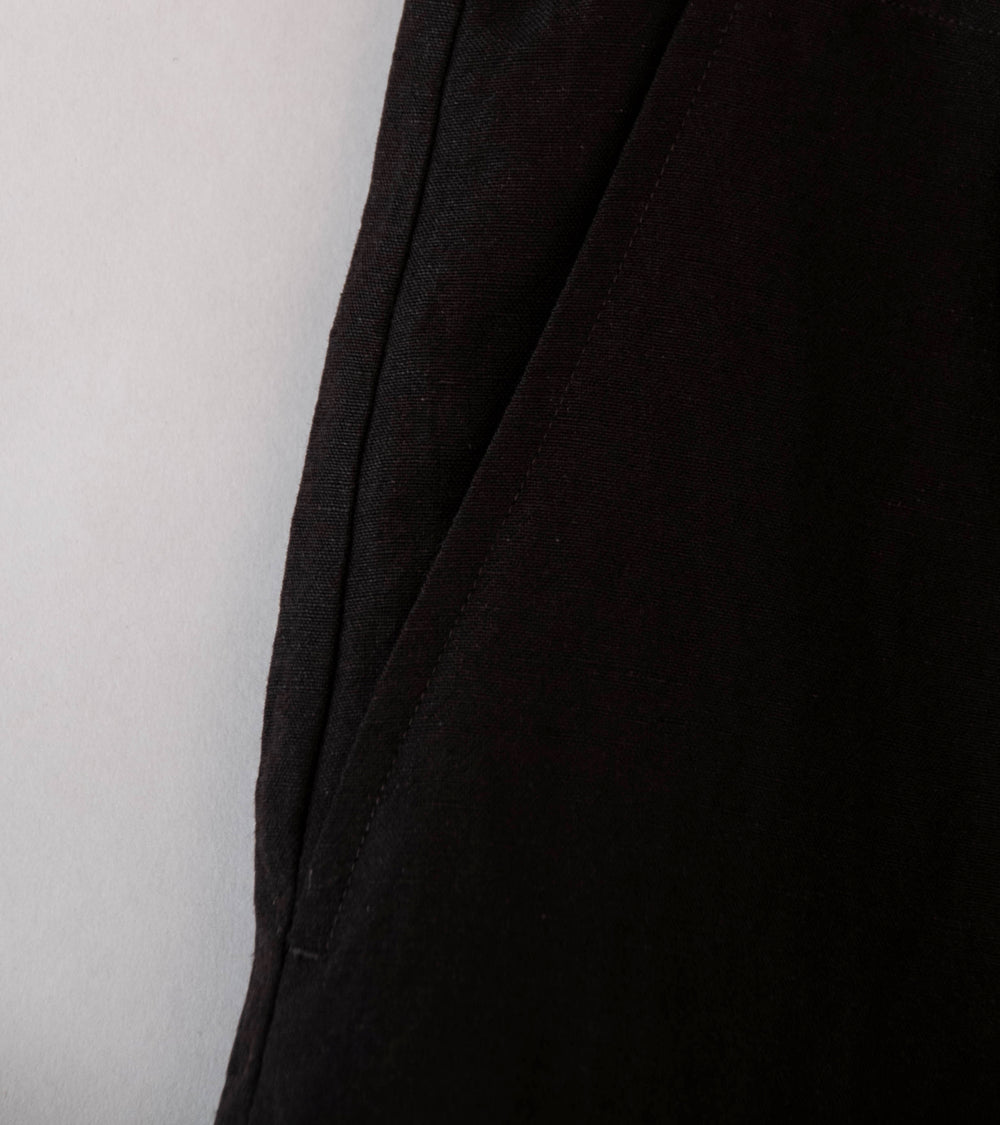 Evan Kinori 'Two Pleat Pant' (Dark Brown Wool Linen Canvas)