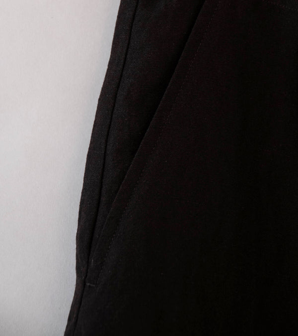 Evan Kinori 'Two Pleat Pant' (Dark Brown Wool Linen Canvas)