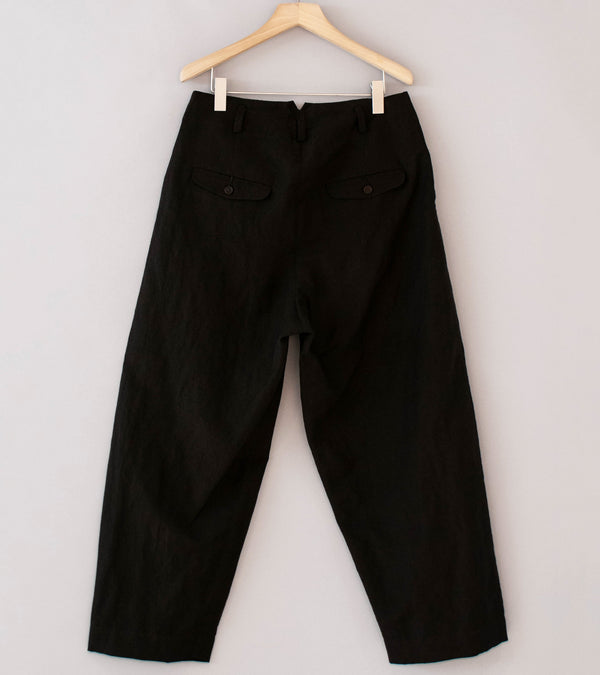 Evan Kinori 'Two Pleat Pant' (Dark Brown Wool Linen Canvas)