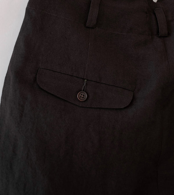 Evan Kinori 'Two Pleat Pant' (Dark Brown Wool Linen Canvas)