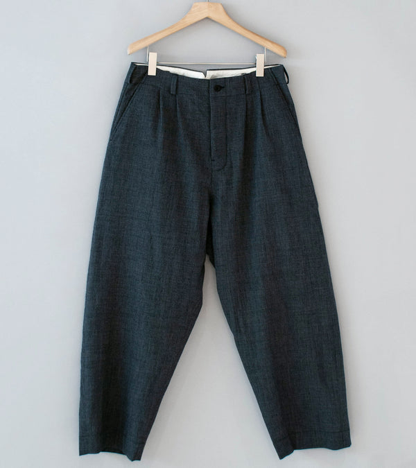 Evan Kinori 'Two Pleat Pant' (Charcoal Black Wool Puppytooth)