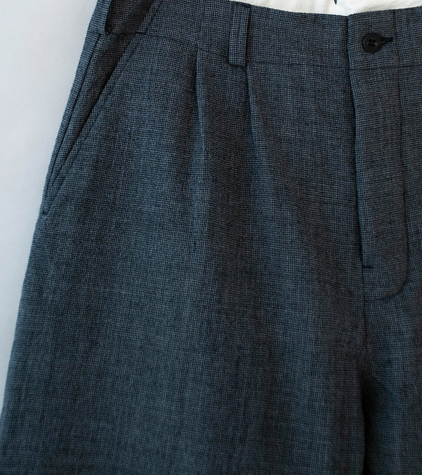 Evan Kinori 'Two Pleat Pant' (Charcoal Black Wool Puppytooth)