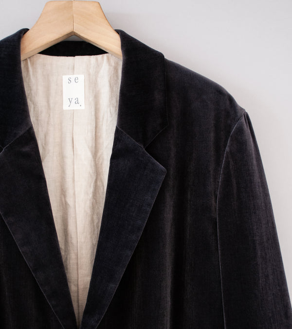 Seya 'La Villaret Jacket' (Faded Black Aged Cotton Velor)