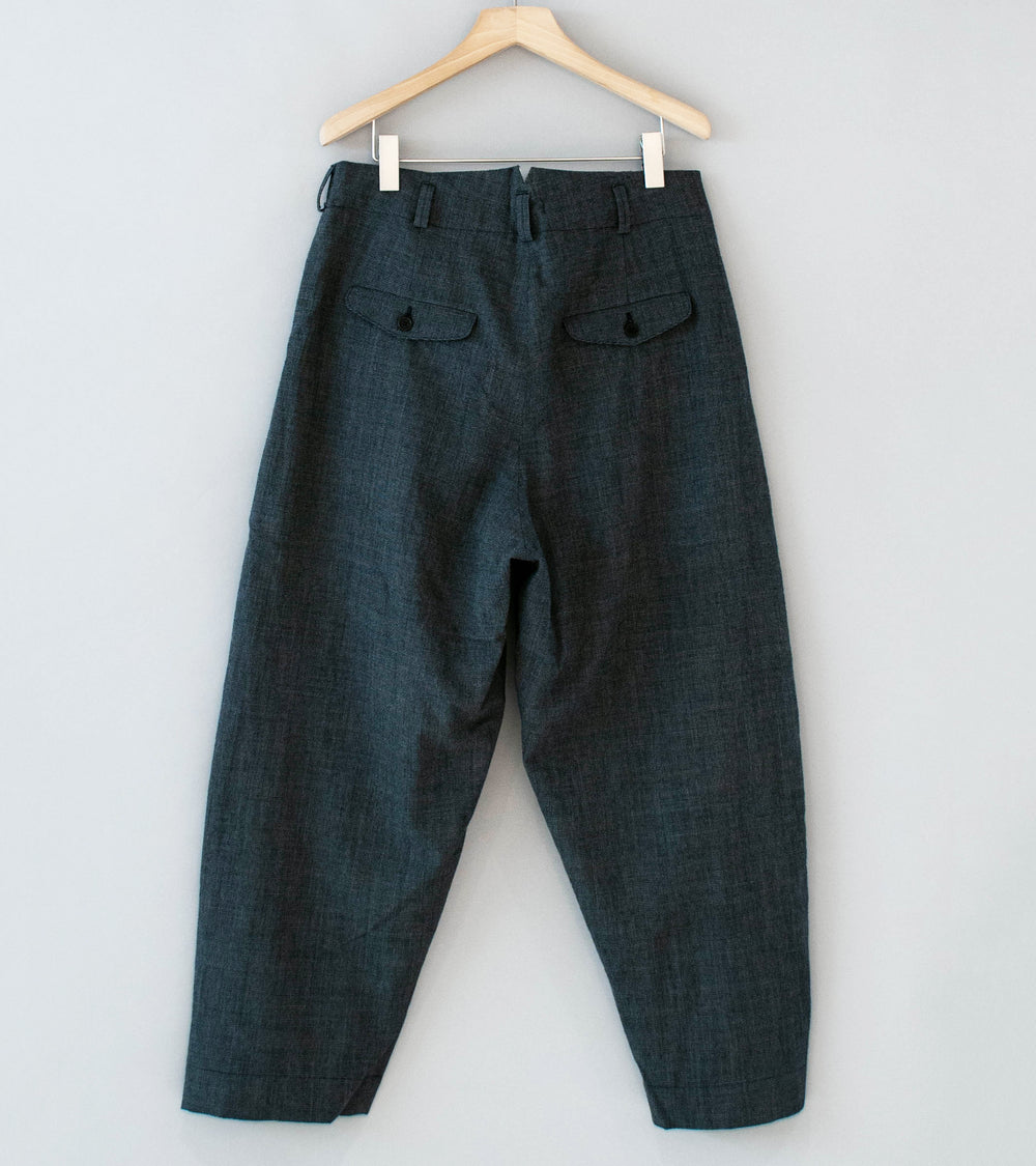 Evan Kinori 'Two Pleat Pant' (Charcoal Black Wool Puppytooth)
