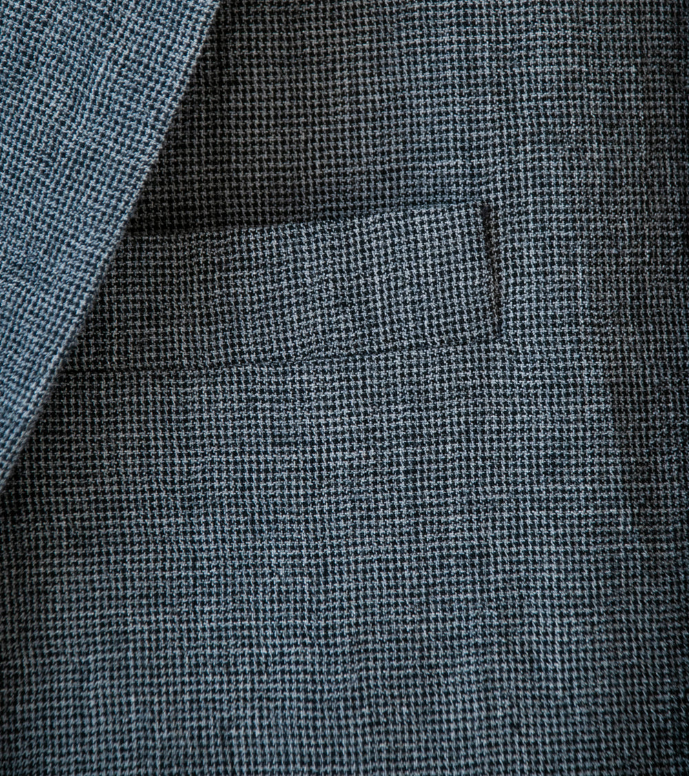 Evan Kinori 'Three Button Jacket' (Charcoal Black Wool Puppytooth)