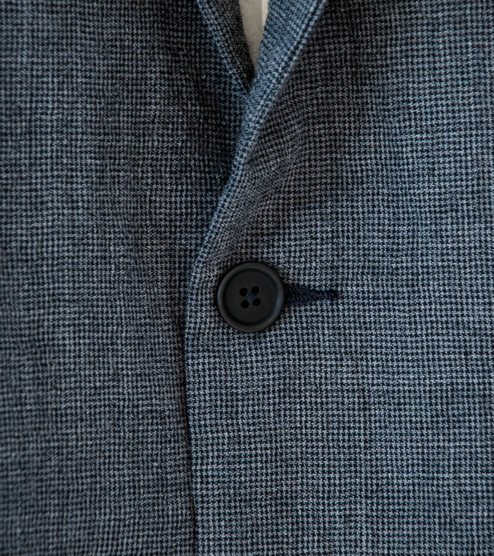 Evan Kinori 'Three Button Jacket' (Charcoal Black Wool Puppytooth)