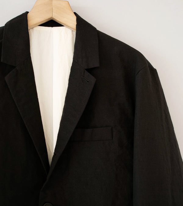 Evan Kinori 'Three Button Jacket' (Dark Brown Wool Linen Canvas)