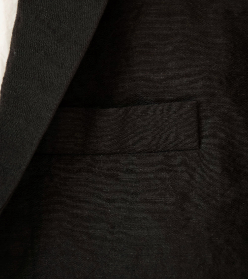 Evan Kinori 'Three Button Jacket' (Dark Brown Wool Linen Canvas)