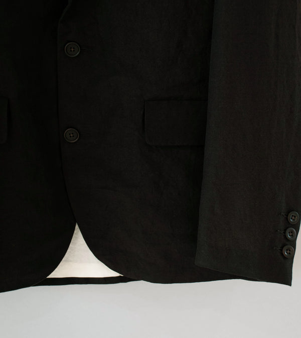 Evan Kinori 'Three Button Jacket' (Dark Brown Wool Linen Canvas)