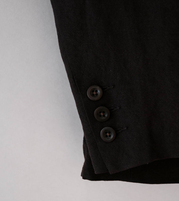 Evan Kinori 'Three Button Jacket' (Dark Brown Wool Linen Canvas)