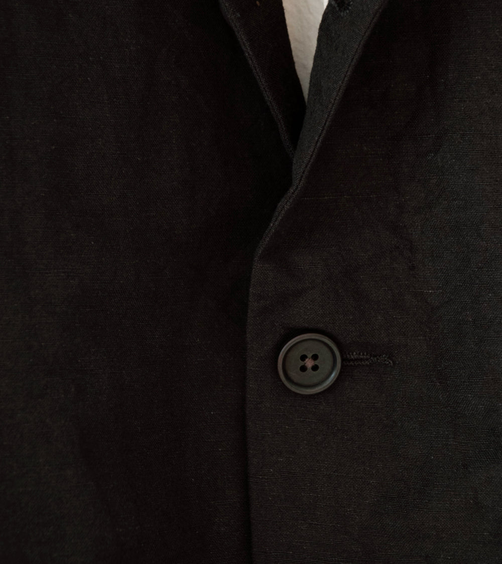 Evan Kinori 'Three Button Jacket' (Dark Brown Wool Linen Canvas)